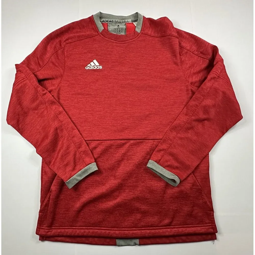 Adidas Men's Sweatshirt Size S Red Crew Neck Pullover Baseball Adult‎